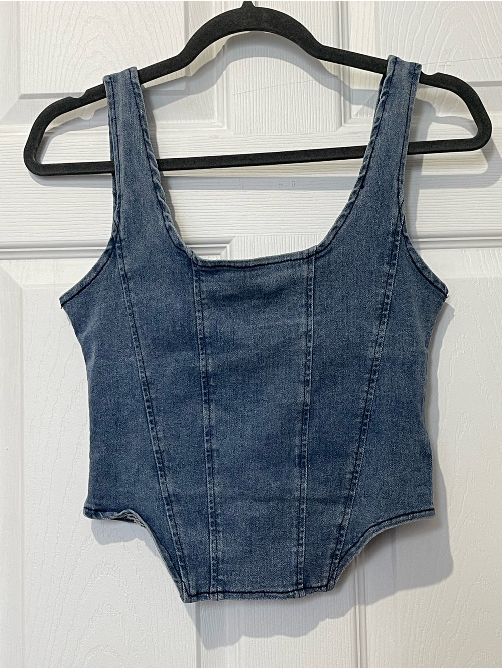 SHEIN Dark Blue Denim Tank One-Piece Bodysuit